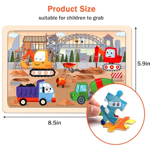 Puzzles for Kids Ages 4-6,24 Pieces Wooden Puzzles for Toddlers Ages 3-5 4-8 3 4 5 6 3-4 Year Olds.4 Pack Car Puzzle Set Children Jigsaw Puzzles for Boys and Girls Educational Learning Toys | Colorful Toddler Puzzle Set, Educational Learning Toys, Birthda