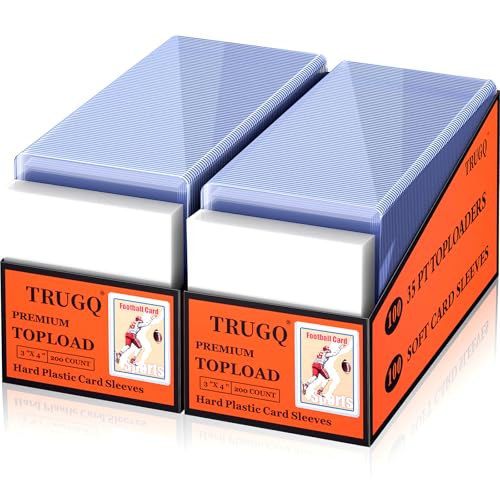 400 Card Sleeves Top Loads for Cards,3"X4"Baseball Card Protectors,Toploaders Hard Plastic for Trading Game Sports Football Cards(200 Hard Protectors + 200 Soft Sleeves - size: 200 Hard Sleeves+200 Soft Sleeves