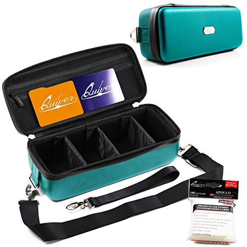 Quiver Time Teal Bolt Card Carrying Case fits PM Cards and other TCG Games - Storage Bag for Playing/Trading Cards and Deck Box (Straps, Dividers & 100 Apollo Card Sleeves) - color: Teal, size: Bolt Card Carrying Case