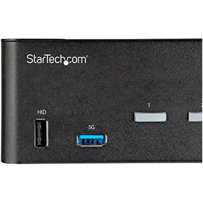 StarTech 2-Port Dual HDMI KVM, 4K 60Hz UHD HDR, USB 3.0 Hub, TAA | Fast switching, USB 3.0 5Gbps hub, 4x USB 2.0 HID ports, Hotkey, Two computers two monitors, Analog & 7.1 digital audio