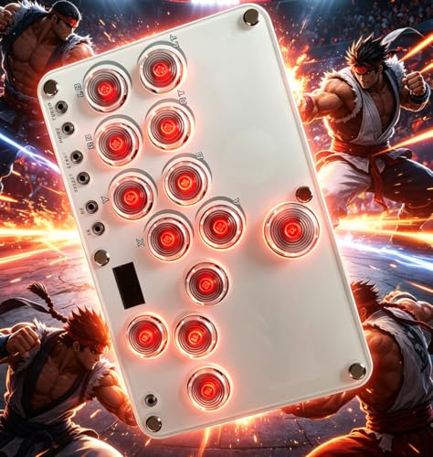 XIAO SHI MIN STORY Arcade Stick 13 Keys All-Button Game Controller with Custom RGB & Turbo Functions,Arcade Controller Street Fight for PC/Ps3/Ps4/Switch/Steam Game Keyboard Supports Hot Swap & SOCD