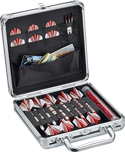 Casemaster Ternion Aluminum Dart Carrying Case Holds 9 Darts, Steel Tip or Soft Tip with Flight Saving Space for Every Dart, 8 Pockets for Accessories with A Mega Pocket for Larger Items - size: Оne Расk