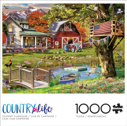 Buffalo Games - Country Clubhouse - 1000 Piece Jigsaw Puzzle for Adults | Art by Garry Walton, Made in USA, Recycled Board, Includes Poster, Giftable, Frameable Art