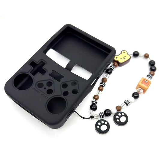 Silicone Case for R36S Handheld Game Console Protective Case with Lanyard Button Cover Accessory for Gift (Black) - color: black