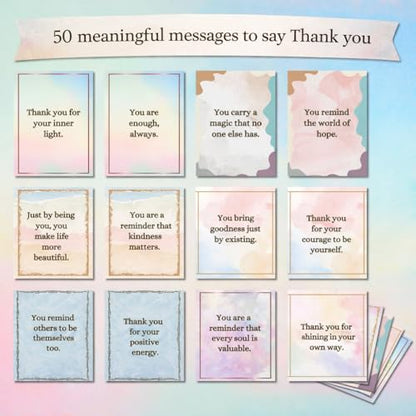 Isaac Liev 50 Positive Affirmations for Women & Men Mindful Heartfelt Messages, Thank You Appreciation thoughtful Cards Gift Uplifting Reminder Kind words, Self-Care Gratitude, thinking of you cards - style: Thank You Affirmations