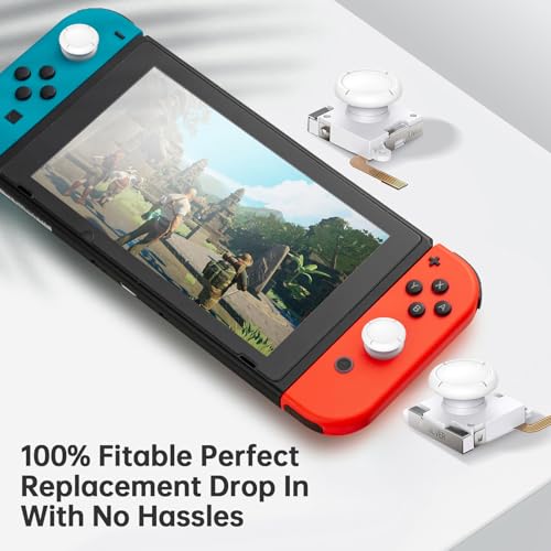 BRONAL TMR Hall Effect Joystick Replacement for Switch JoyCon[2 Pack]-White | Precision TMR Technology, Anti-Drift Performance, Low Power Design, for Switch/OLED/Lite JoyCon, 32-in-1 Repair Kit - color: White 1 pair