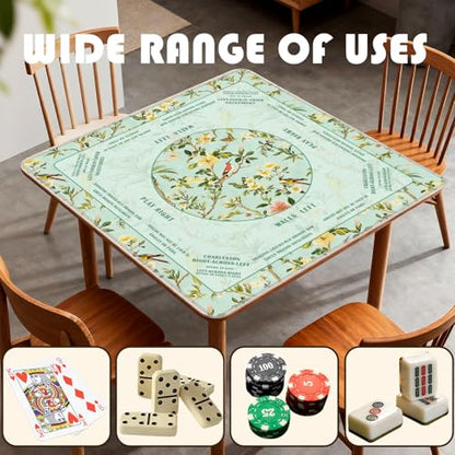 Green Chinoiserie Floral Bird Mahjong Mat 31.5 x 31.5 in, Traditional Flower Chinese Non-Slip Noise Reduction Gaming Mat for Table American Mahjong Poker Board Games Card Games Dominoes - color: Turquoise Chinese Style Mahjong Mat