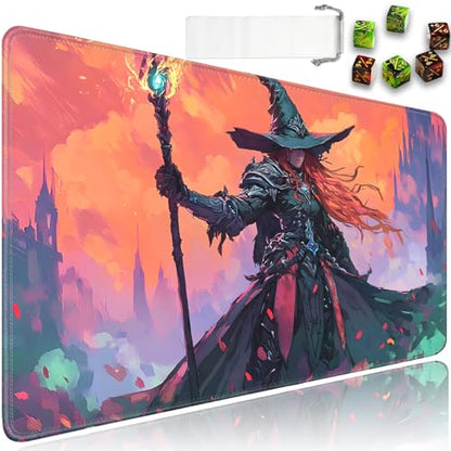 for MTG Game Playmat - 24 x 14 inches with Dices and Storage Bags, Non-Slip Base for TCG and Board Game Card Mats, Trading Card Games Mat, Mage Anime Pattern Collectible Card Playmats - color: Jv-playmat-p7-1-g189