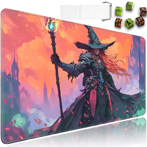 for MTG Game Playmat - 24 x 14 inches with Dices and Storage Bags, Non-Slip Base for TCG and Board Game Card Mats, Trading Card Games Mat, Mage Anime Pattern Collectible Card Playmats - color: Jv-playmat-p7-1-g189