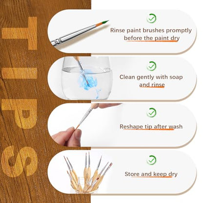 Golden Maple Detail Paint Brush Set, 15pcs Miniature Paint Brushes with Triangular Handles for Fine Detailing & Art Painting - Acrylic, Oil, Watercolors & Paint by Number, Models, Figurine, Craft - color: Wooden