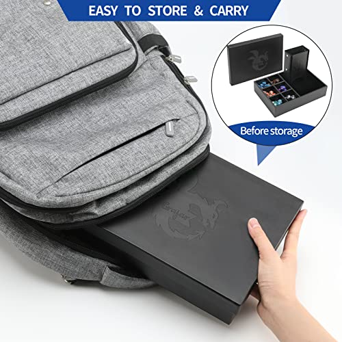Grajar 3 in 1 Dice Tray with Lid, Portable Dice Box Storage, DND Dice Holder for Dungeons and Dragons D&D RPG MTG Table Games (Black) - color: Black