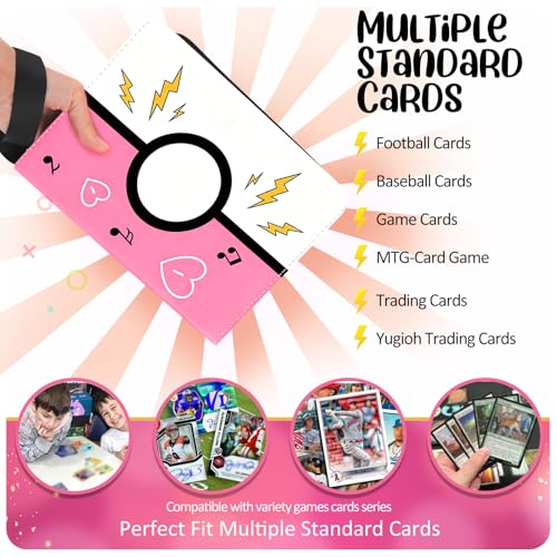 Collectible Trading Card Albums, 400 Card Holders with 50 Removable Sleeves, Portable 4 Pockets Collectible Trading Card Binder, PU Card Collection Binder for MTG, TCG, Sport Card, Game Cards - color: PETAL PINK