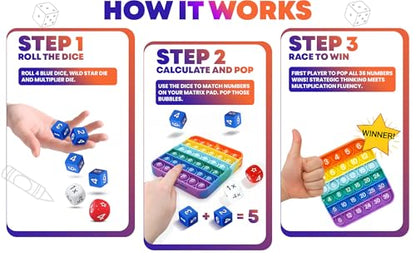Matrix Dice Game – Pop-and-Play Bubble Pad Educational Math Dice Game – Fun Math Games for Kids 8–12, Teens, Adults, and Seniors – Ideal for Classrooms and Family Board Game Night for 2-4 Players