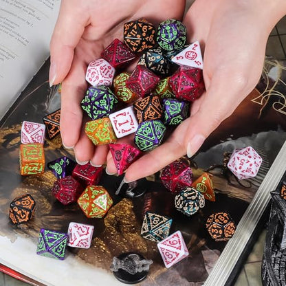 CiaraQ Polyhedral Dice Set - DND Role Playing Dice | Acrylic RPG Dice for Dungeons and Dragons MTG Table Games, Multi-Color, 42pcs - color: Red/Green/Yellow/Purple/Black/White