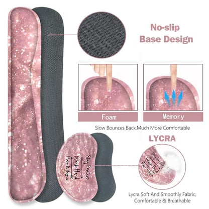 ToLuLu Extended Gaming Mouse Pad, Memory Foam Ergonomic Keyboard Mouse Wrist Rest Support Set, Large Desk Mat with Stitched Edges, Non-Slip Base Mousepad for Home Office Game, Pink Stay Positive - color: Pink Stay Positive