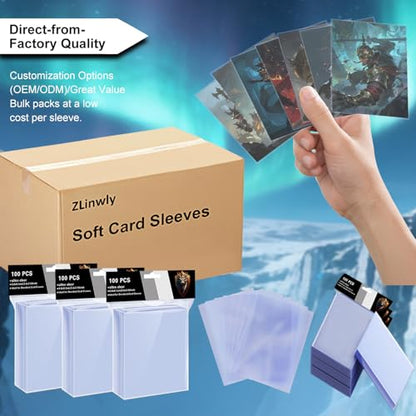 500 Counts Card Sleeves for Trading Cards,Soft Penny Card Sleeves,Clear Plastic Standard Size Card Protectors for MTG, TCG,Sports Collectibles (Basketball, Baseball, Football)(500)