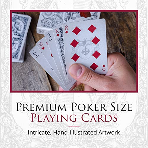Medieval Playing Cards with Unique Seal and Free Card Game eBook, Stand Out with Cool Poker Cards, Black Deck of Playing Cards, Unique Illustrated Designs for Kids & Adults, Playing Card Decks - color: Black