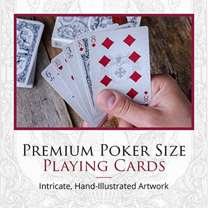 Medieval Playing Cards with Unique Seal and Free Card Game eBook, Stand Out with Cool Poker Cards, Black Deck of Playing Cards, Unique Illustrated Designs for Kids & Adults, Playing Card Decks - color: Black