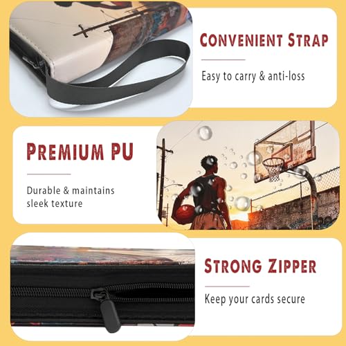 Basketball Card Binder 900 Pockets, Sport Card Holder, Compatible with Panini, Topps Trading Card, Metal 3 Ring, Zipper, Transparent Sleeves, PU Cover - color: basketball, size: 900 pockets