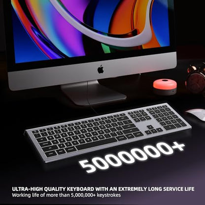 USB Wired Keyboard for Mac with White Backlight, Compatible with Mac mini, iMac, MacBook, Plug and Play Full-Sized Keyboard for Office, Home Use