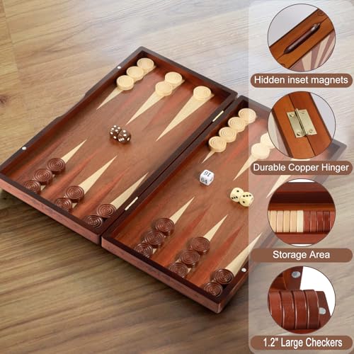 Syrace Handcrafted Wooden Backgammon Set, 16" Large Size, Classic Two-Player Strategy Board Premium Travel Game Board for Adults & Teenagers - style: Classic-Star 39x40CM