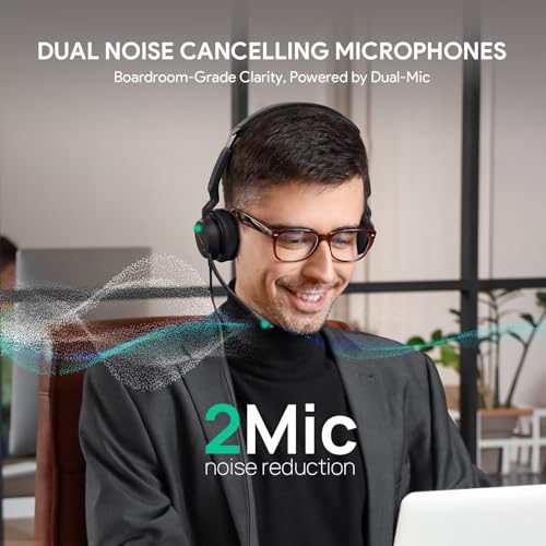 Yealink UH44 Wired USB Headset for Work, USB-C/A, 2 Noise-Canceling Mics | wired headphones with microphone for work,usb headset for pc laptop,office headset,work from home,busy light,inline controls