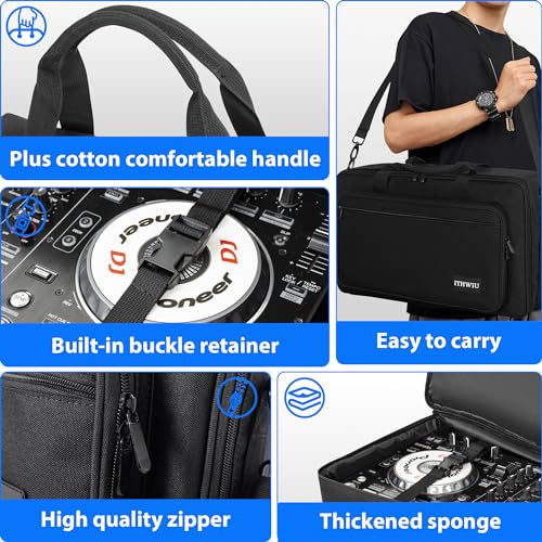 Padded DJ Controller Case for Hercules DJ Inpulse 500, DDJ REV1, NI Traktor Kontrol S4 MK3, DDJ SR DDJ SR2, Numark PLATINUM FX, DDJ RR, Akai MPK225, 23.5 x 14 x 3 Inch, Black - size: 23.5 x 14 x 3 Inch