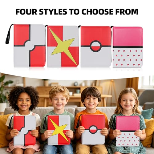 Collectible Trading Card Albums,4 Pocket Card Binder, 400 Double Sided Pocket,PU Premium Zip Trading Card Binder for TCG, MTG,Sports Cards (White& Yellow& Red) - color: White& Yellow& Red
