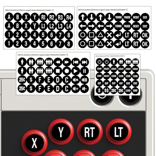 Black Arcade Game Button Stickers 24mm/30mm Die Cut Labels for Arcade Machines and Fight Sticks(Style 1) - color: Black Game Button Stickers* 4pcs