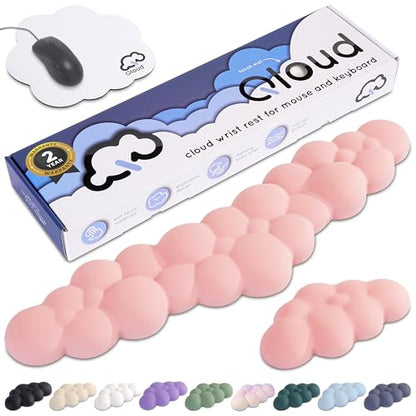Pink Cloud Keyboard Wrist Rest – Create-ables Qloud Pink Wrist Rest for Computer Keyboard and Mouse, Ergonomic Memory Foam Wrist Pad with Non-Slip Base, Includes Cloud Mouse Pad - color: 06 Pastel Pink