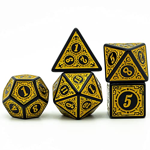 Dice Set D&D-DND Polyhedral Dice (7 Pcs) with Gift Dice Bag for Dungeons and Dragons Role Playing Dice Games RPGs (Dice-Yellow with Black Edge) - color: Dice- Yellow With Black Edge