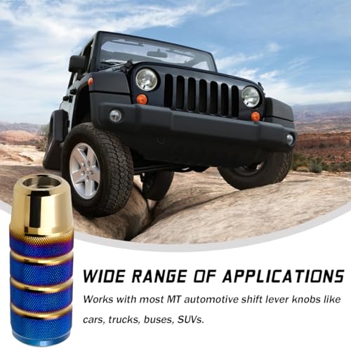 Osilly 3.74 Inch Aluminum Shift Knob with 3 Threaded Adapters, Blue/Gold | aluminum alloy construction, ergonomic extended grip, supplied adapters, for manual and select automatic cars, interior parts - color: Blue+Golden