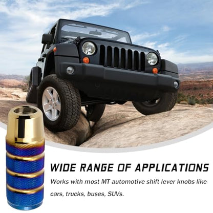 Osilly 3.74 Inch Aluminum Shift Knob with 3 Threaded Adapters, Blue/Gold | aluminum alloy construction, ergonomic extended grip, supplied adapters, for manual and select automatic cars, interior parts - color: Blue+Golden