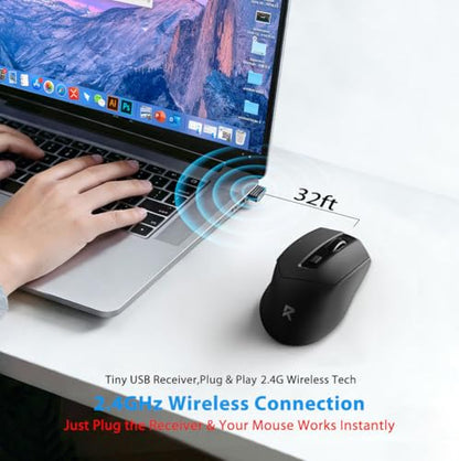 Redragon Ergonomic 2.4G Wireless Mouse for Laptop and Chromebook | Up to 24-month battery life, 5 DPI levels up to 4000, 6 buttons, auto sleep, plug-and-play, anti-sweat grip, 12-mo warranty