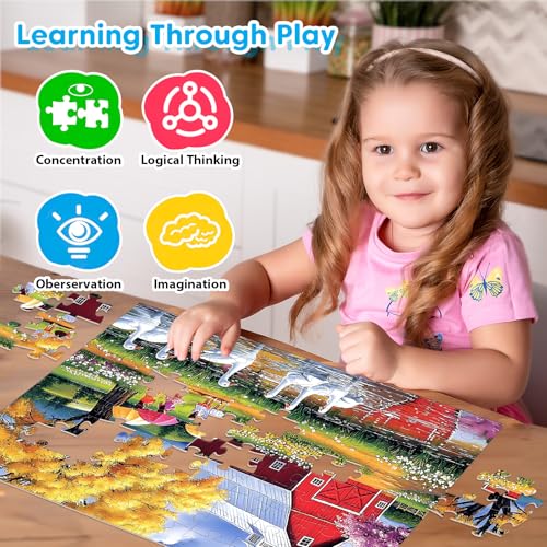 Puzzles for Kids Ages 6-8 8-10 Year Old - Elephants, Farm, Beach, Dogs, Large Piece Puzzles for Seniors Adults 100 Pieces Jigsaw Puzzle for Kids Ages 4-6, Learning Educational Toys - style: Animals Beach