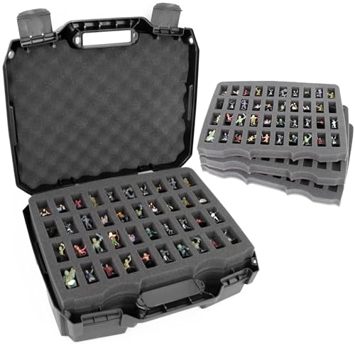 CASEMATIX Miniature Carrying Case - Hard Shell Warhammer Carrying Case with Shock-Absorbing Foam, Portable Miniature Case with 120 Miniature Capacity for Secure Transportation