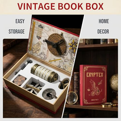 Da Vinci Code Mini Cryptex Metal Puzzle Box Set - 6PCS 3D Brain Teasers, IQ Challenge for Adults Teens, Gift for Christmas Birthday Valentine's Day, Anniversary & Family Party Game - color: Red