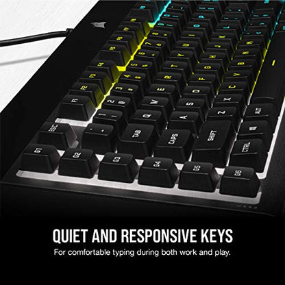 Corsair K55 RGB PRO Membrane Wired Gaming Keyboard – IP42 Dust and Spill-Resistant – 6 Macro Keys with Elgato Integration – iCUE Compatible – QWERTY NA – PC, Mac, Xbox – Black