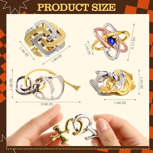 24 Pcs Metal Brain Teaser Puzzles Assortment for Adults Difficult Magic Puzzles Highly Hard Brain Games Iq Logic Test Disentanglement Game for Mind Challenge(Funny) - style: Funny