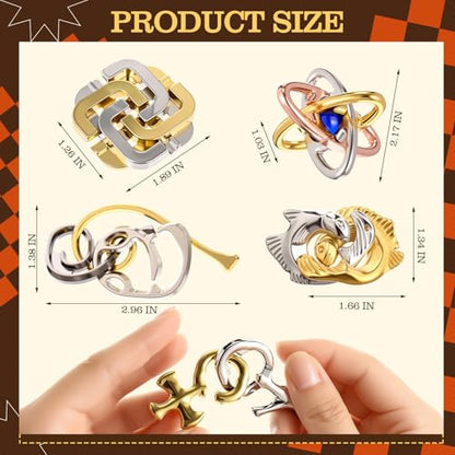 24 Pcs Metal Brain Teaser Puzzles Assortment for Adults Difficult Magic Puzzles Highly Hard Brain Games Iq Logic Test Disentanglement Game for Mind Challenge(Funny) - style: Funny