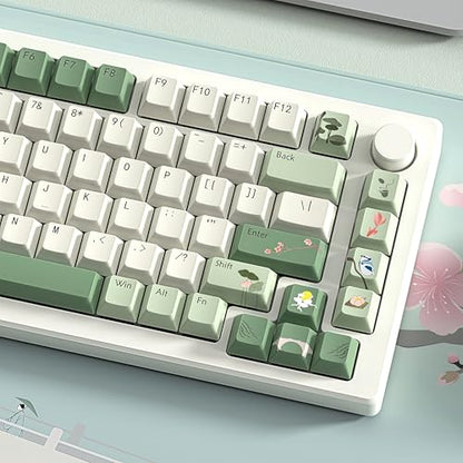 dagaladoo Matcha Green PBT keycaps Set,Cherry Profile Key caps | Retro dye-sublimation Keyboard keycaps,Custom keycaps for cherry-mx full size Retro Mechanical Keyboard,Spring Tea,134keys - color: Spring Tea Green