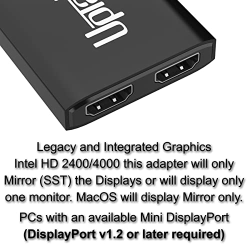 Mini DisplayPort to Dual HDMI 4K@60Hz Adapter Multi-Stream Transport (MST) Hub, DP to 2X HDMI 2.0