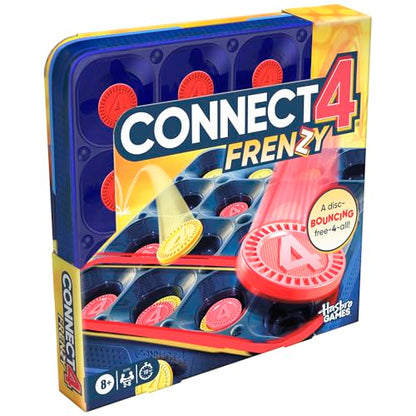 Connect 4 Frenzy Game | Bounce Discs 4 The Win | Family Party Games for Kids, Teens, and Adults | Ages 8+ | 2 to 6 Players | 10 Mins. | Portable Games