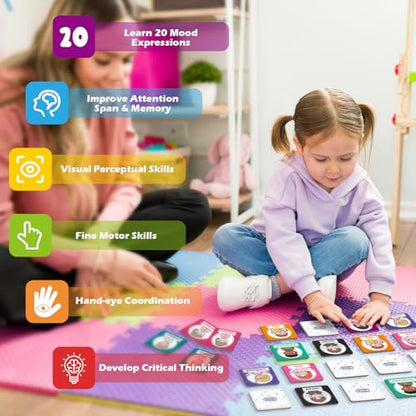 Aizweb Feelings Emotions Match Game,Memory Game,Social Emotional Learning Activities,Toddler Baby Flash Cards,Calm Down Corner Supplies,Educational Toys for Pre K Preschool Kindergarten Autism ADHD - style: Feelings