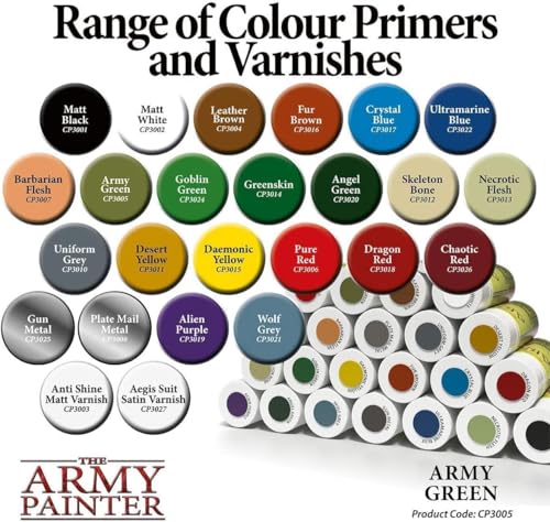 The Army Painter, Colour Primer Army Green, 400 ml spray acrilico | Primer verde militare per dipingere miniature Warhammer e Dungeons and Dragons - color: Army Green
