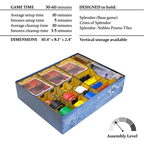 SMONEX Board Game Organizer Compatible with All of Splendor Board Game Expansion - Organizer Insert Suitable for Splendor Made from Strong Plywood