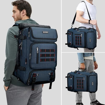 WITZMAN Carry on Travel Backpack for Men Airline Approved Fits 16" Laptop | Nylon 3 in 1 Luggage Duffle Bag with USB Charging Port, Shoe Compartment, For Weekend Getaway, Overnight Trip, B682 Blue - color: 04.blue