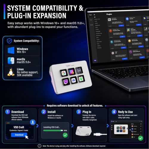 Mini Stream Controller Deck, Gaming Streaming Macro Pad Keypad, Shortcut Keyboard with 6 Programmable LCD Keys, Customizable Icons & RGB Light, USB Soundboard for Video Editing, OBS, PC, Mac - color: White