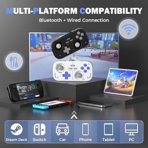 IINE Retro Pocket Wireless Game Controller – Compact Gamepad with Hall Effect Joysticks, Customizable Buttons, 1000Hz Polling Rate – Compatible with PC, Switch, Mobile, Steam Deck, Tablet (Grey) - color: Grey