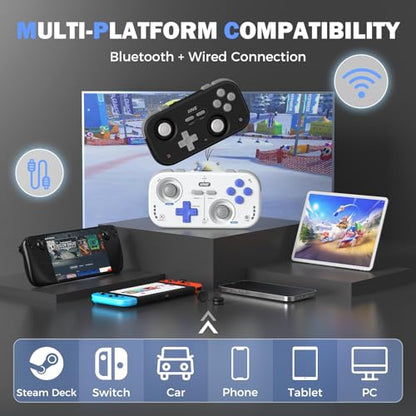 IINE Retro Pocket Wireless Game Controller – Compact Gamepad with Hall Effect Joysticks, Customizable Buttons, 1000Hz Polling Rate – Compatible with PC, Switch, Mobile, Steam Deck, Tablet (Black) - color: Black